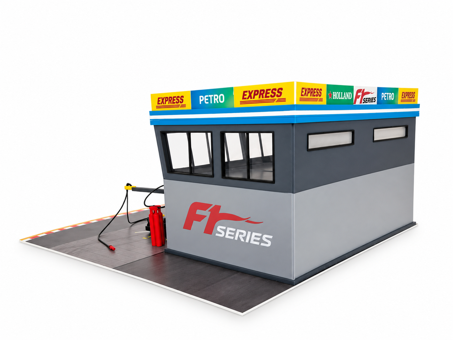 1:64 Scale Diorama City Pit Stop Garage Building Set – Model Car Racing Display