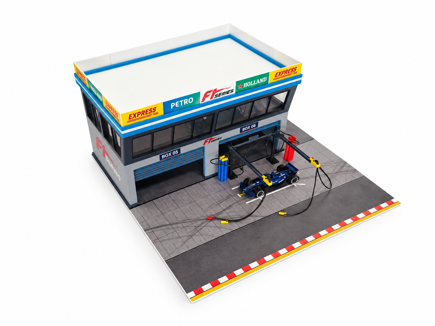 1:64 Scale Diorama City Pit Stop Garage Building Set – Model Car Racing Display