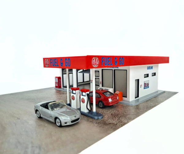 1:64 Scale Gas / Petrol Station Diorama Kit – Premium Model Car Display Scene