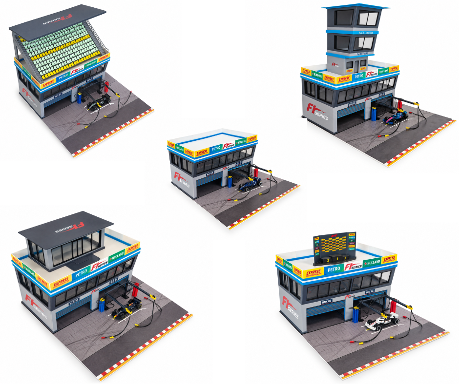1:64 Scale Diorama City Pit Stop Garage Building Set – Model Car Racing Display