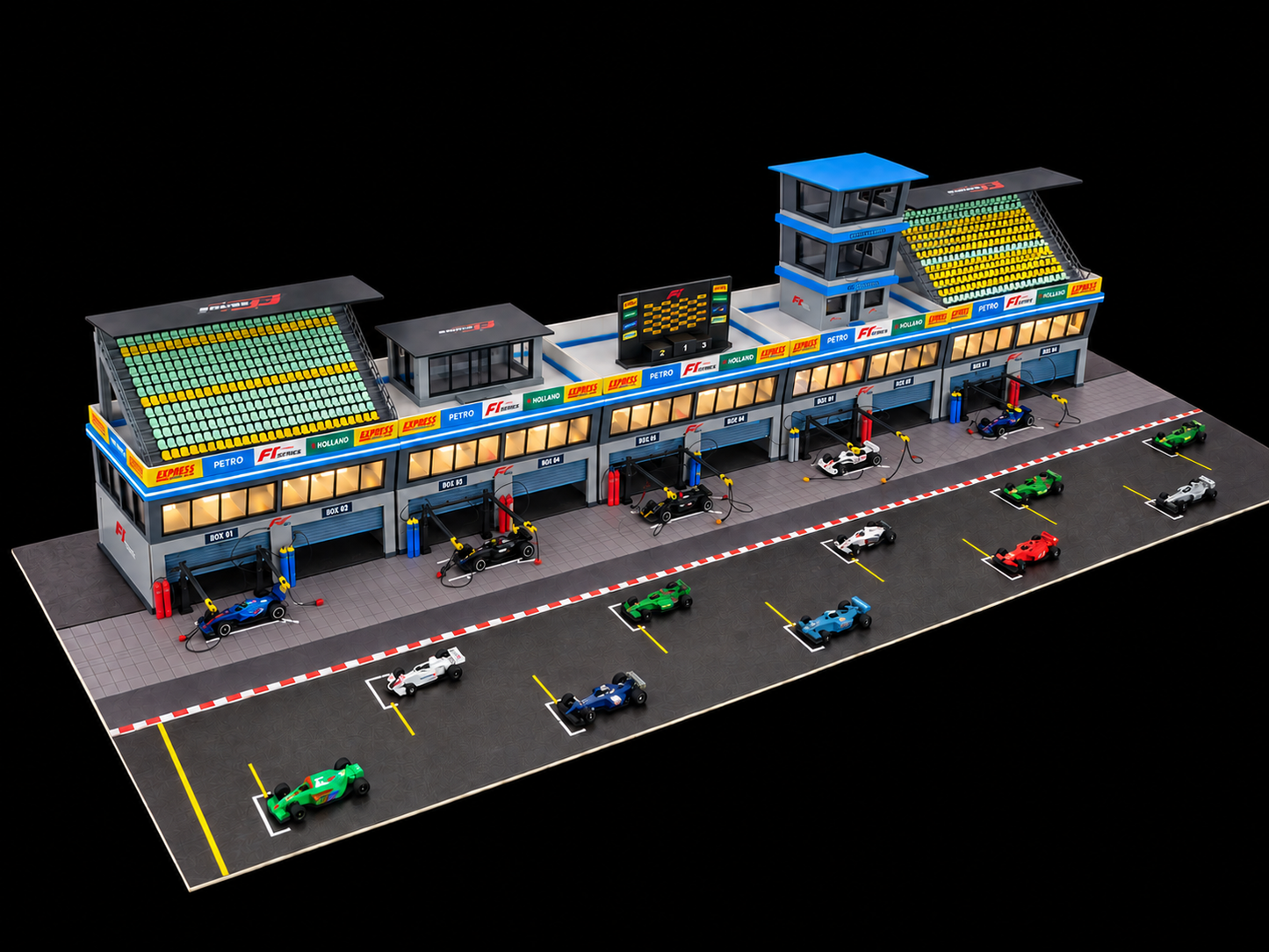 1:64 Scale Diorama City Pit Stop Garage Building Set – Model Car Racing Display
