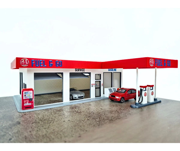 1:64 Scale Gas / Petrol Station Diorama Kit – Premium Model Car Display Scene