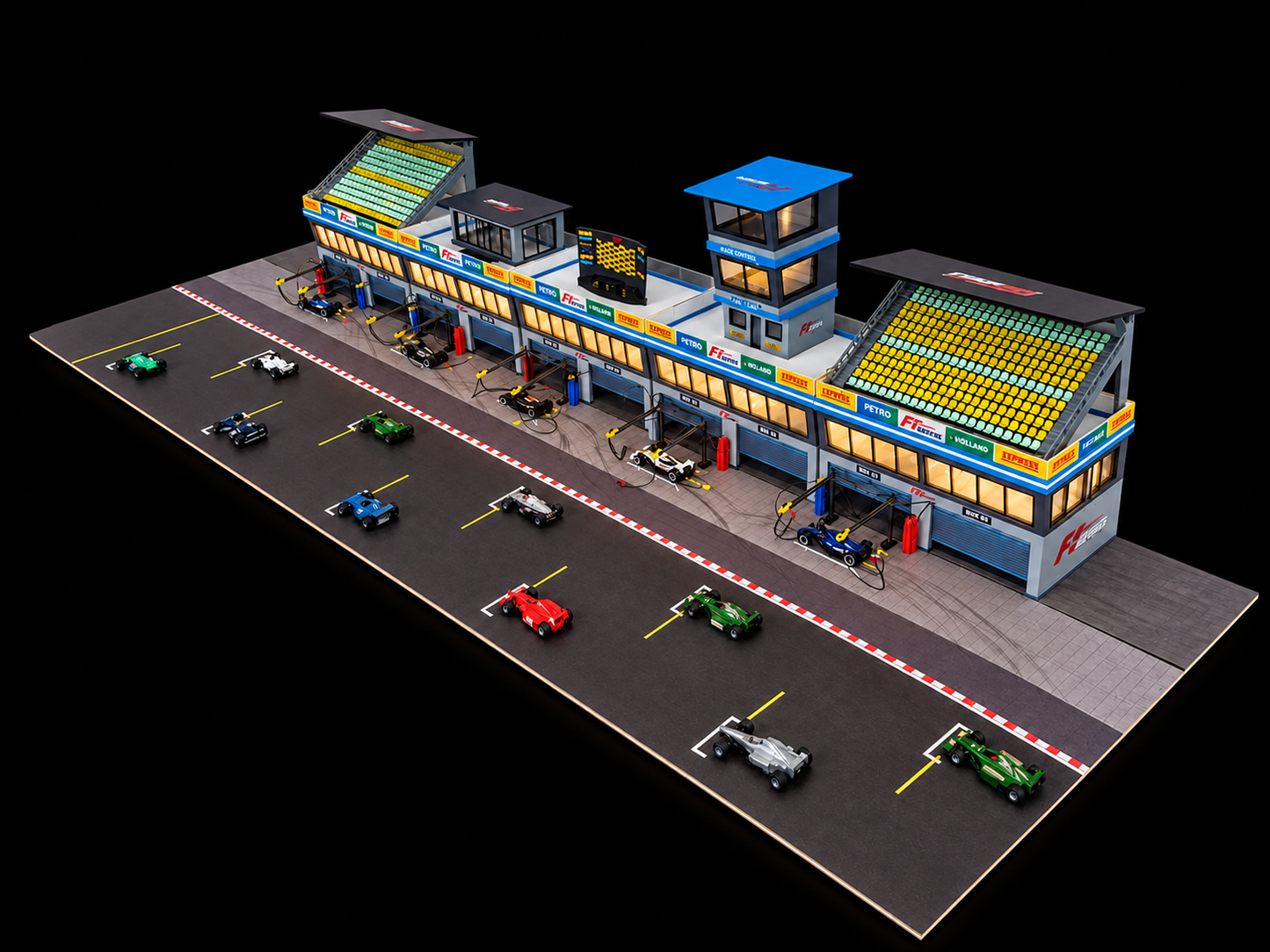 1:64 Scale Diorama City Pit Stop Garage Building Set – Model Car Racing Display