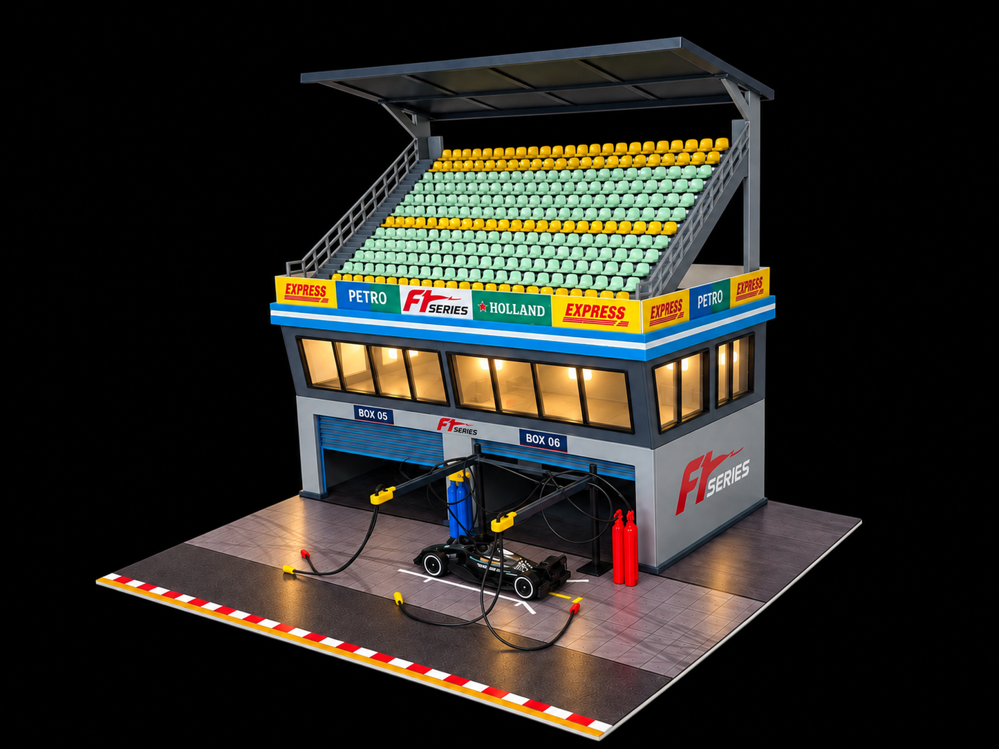 1:64 Scale Diorama City Pit Stop Garage Building Set – Model Car Racing Display