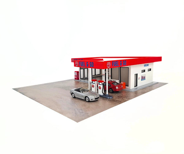 1:64 Scale Gas / Petrol Station Diorama Kit – Premium Model Car Display Scene