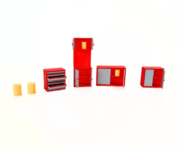 1:24 Scale Garage Tool Cabinets - Workshop Furniture Set – Diorama Accessory