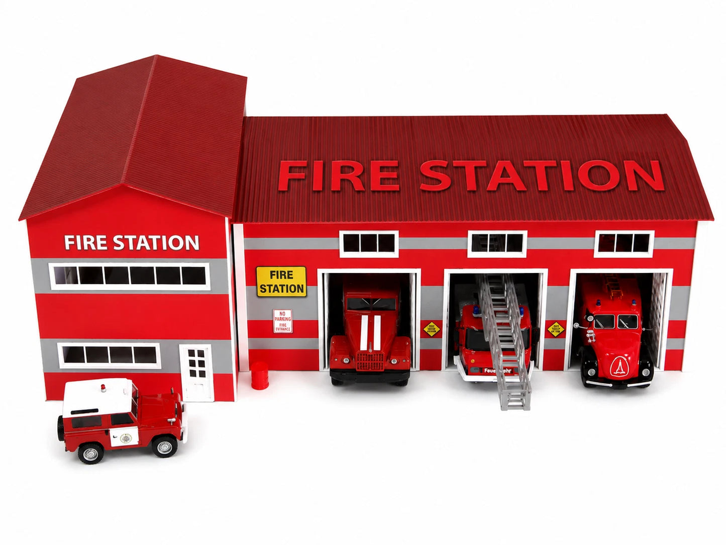 Scale 1:43 Fire station set Diorama model kit Display decoration Fire department miniature model