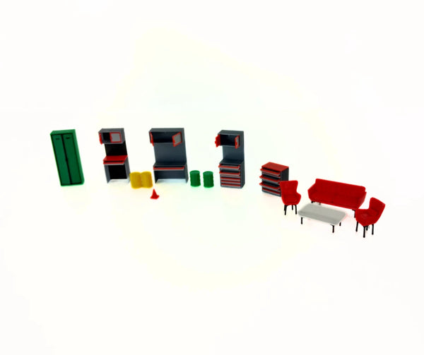 1:43 Scale Garage Furniture Set – Detailed Workshop & Auto Service Accessories