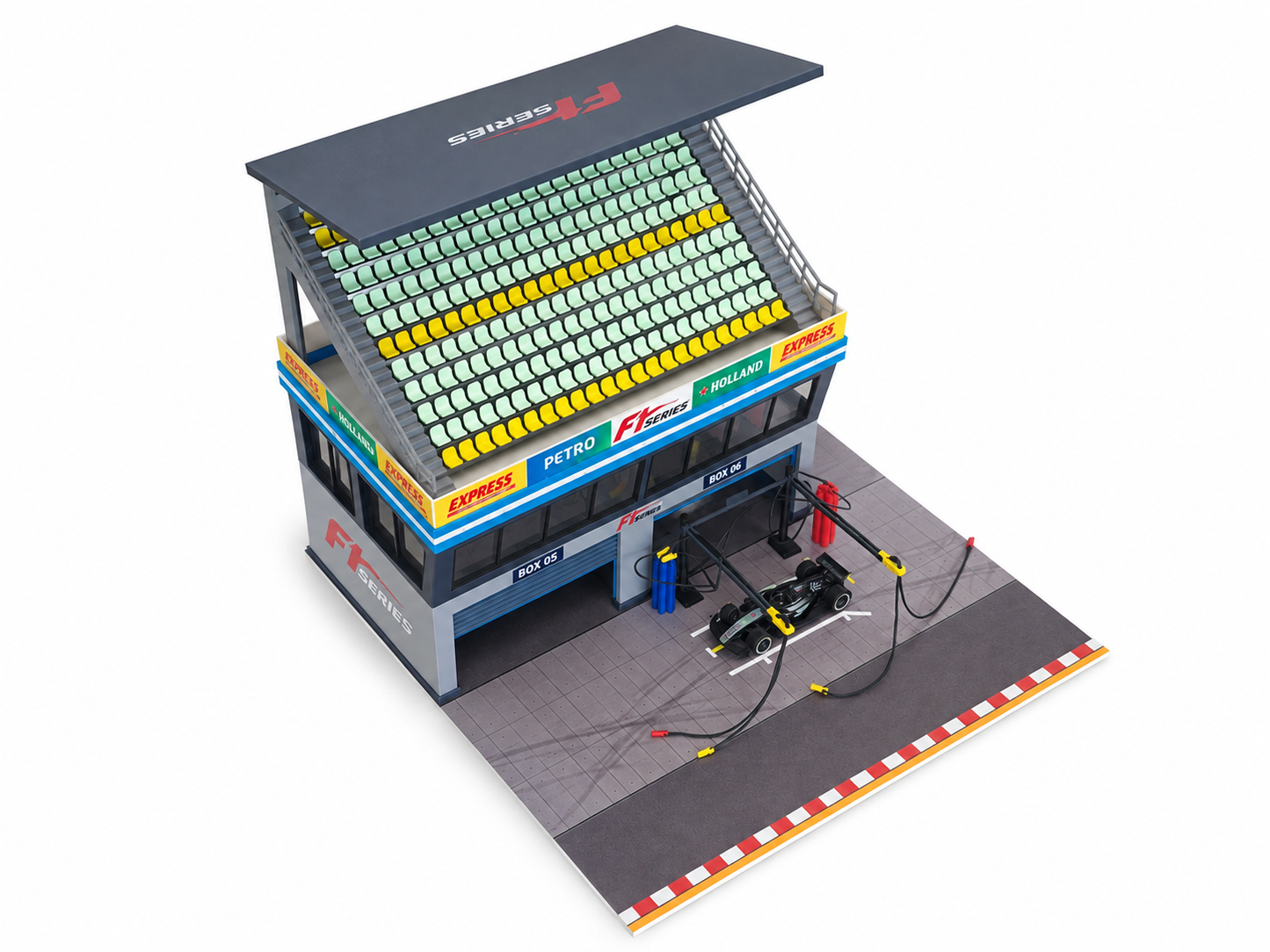 1:64 Scale Diorama City Pit Stop Garage Building Set – Model Car Racing Display