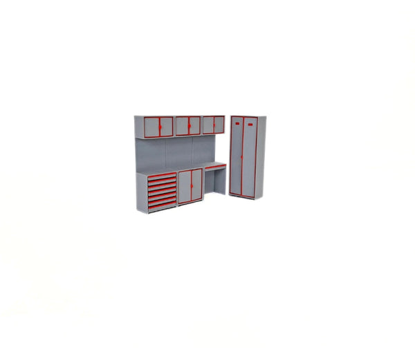 1:24 Scale Model Car Garage Furniture Set - Workshop Cabinets - Storage Units
