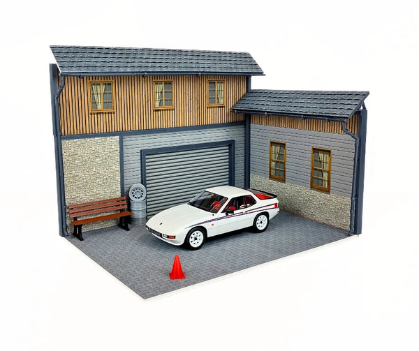 Realistic Model Car Auto Garage 1:18 Scale House Front Diorama Kit Display Scene