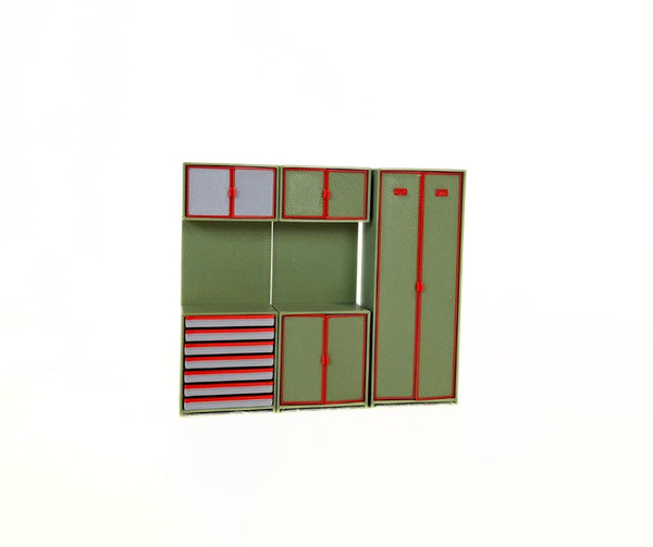 1:24 Scale Garage Cabinet Set – Workshop Furniture 1/24 for Model Car Dioramas