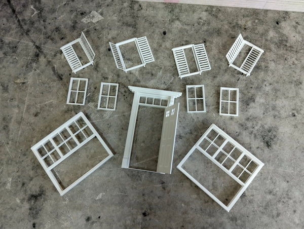 Diorama model building parts 1:18 scale Entry door and House windows