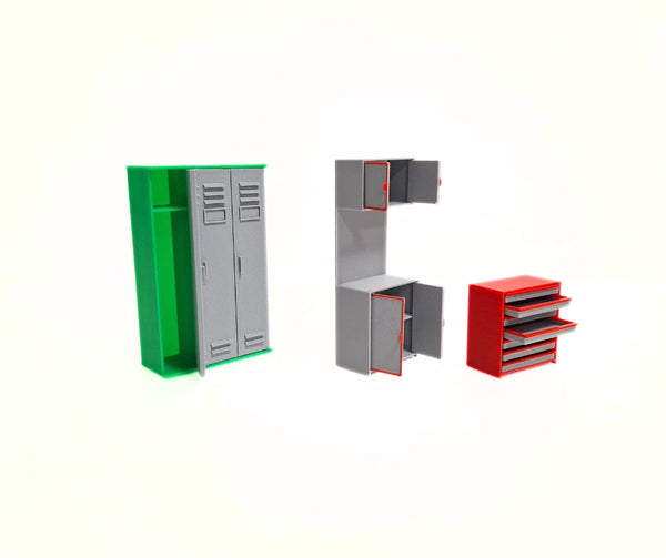 1:24 Scale Garage Workshop Cabinet - Locker shelf – Toolbox Diorama Accessories