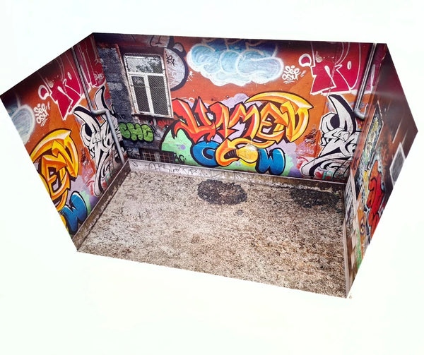 1/18 Scale Urban Graffiti Diorama Street Art Alley Scene Model Car Display 1/18