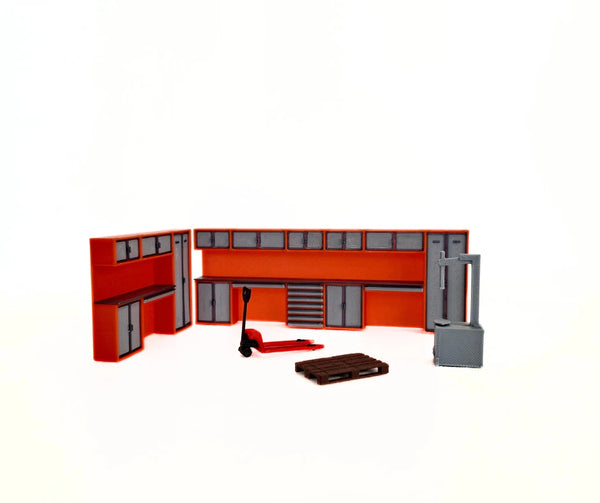 1:43 Scale Workshop Cabinets Diorama Set – Garage Furniture & Accessories 1/43