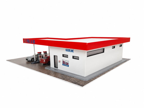 1:64 Scale Gas / Petrol Station Diorama Kit – Premium Model Car Display Scene