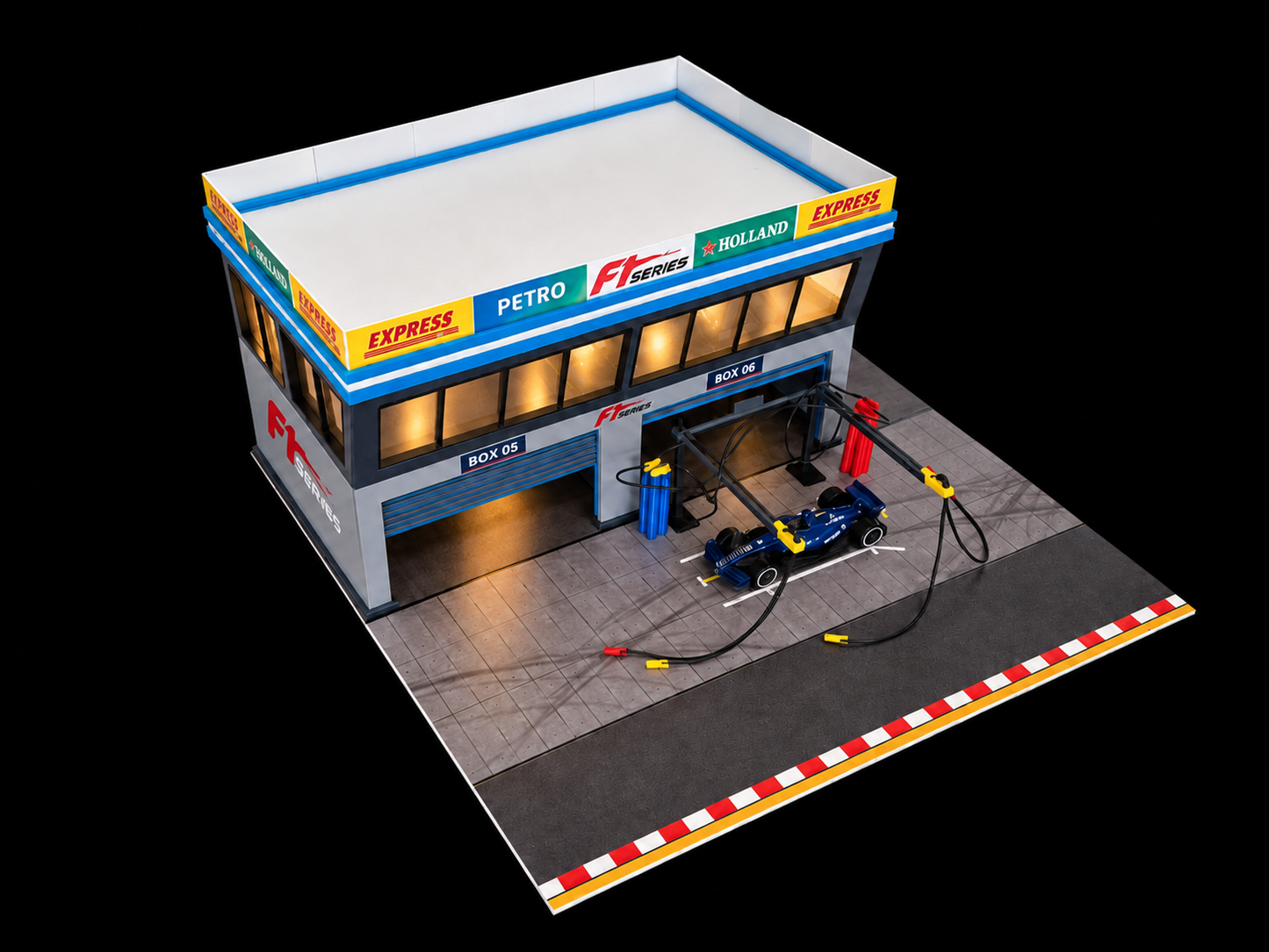 1:64 Scale Diorama City Pit Stop Garage Building Set – Model Car Racing Display