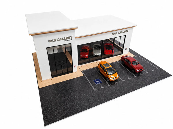 Modern 1:64 car dealership diorama building for diecast model car display