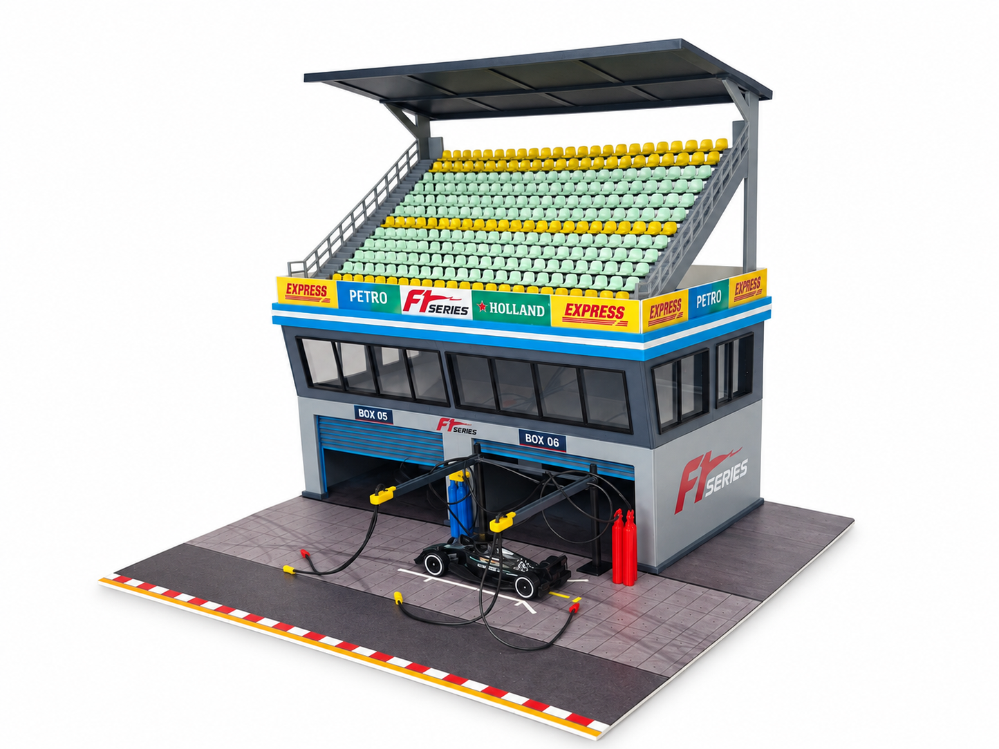 1:64 Scale Diorama City Pit Stop Garage Building Set – Model Car Racing Display