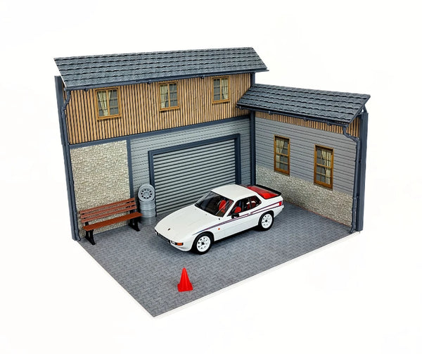 Realistic Model Car Auto Garage 1:18 Scale House Front Diorama Kit Display Scene