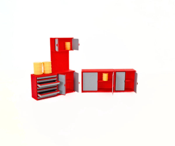 1:24 Scale Garage Tool Cabinets - Workshop Furniture Set – Diorama Accessory