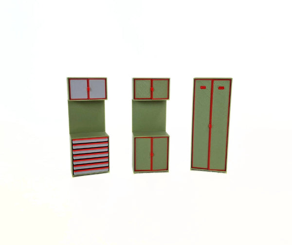 1:24 Scale Garage Cabinet Set – Workshop Furniture 1/24 for Model Car Dioramas