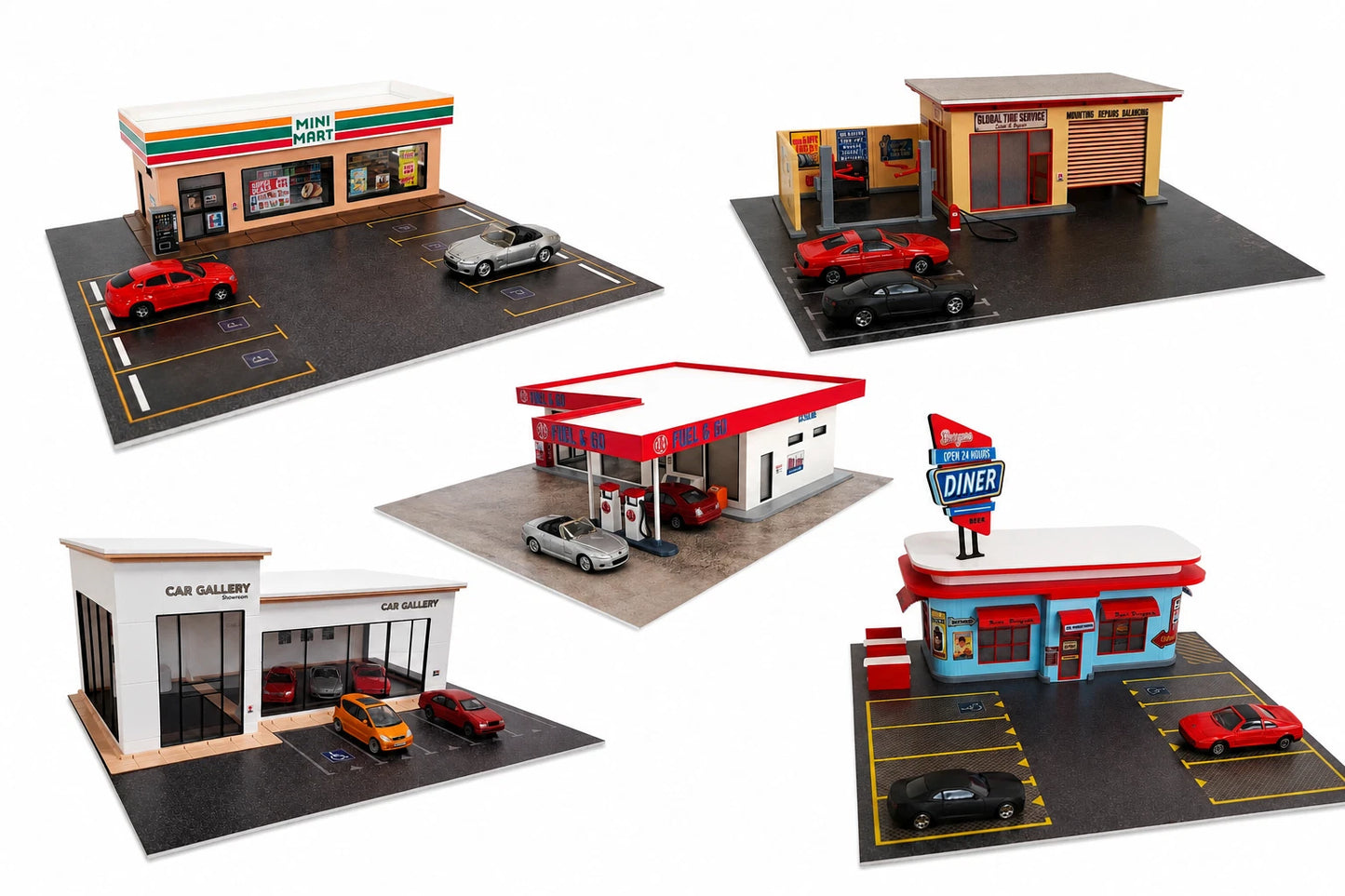 Wholesale Set of 10 – 1:64 Scale Diorama City Complete Sets