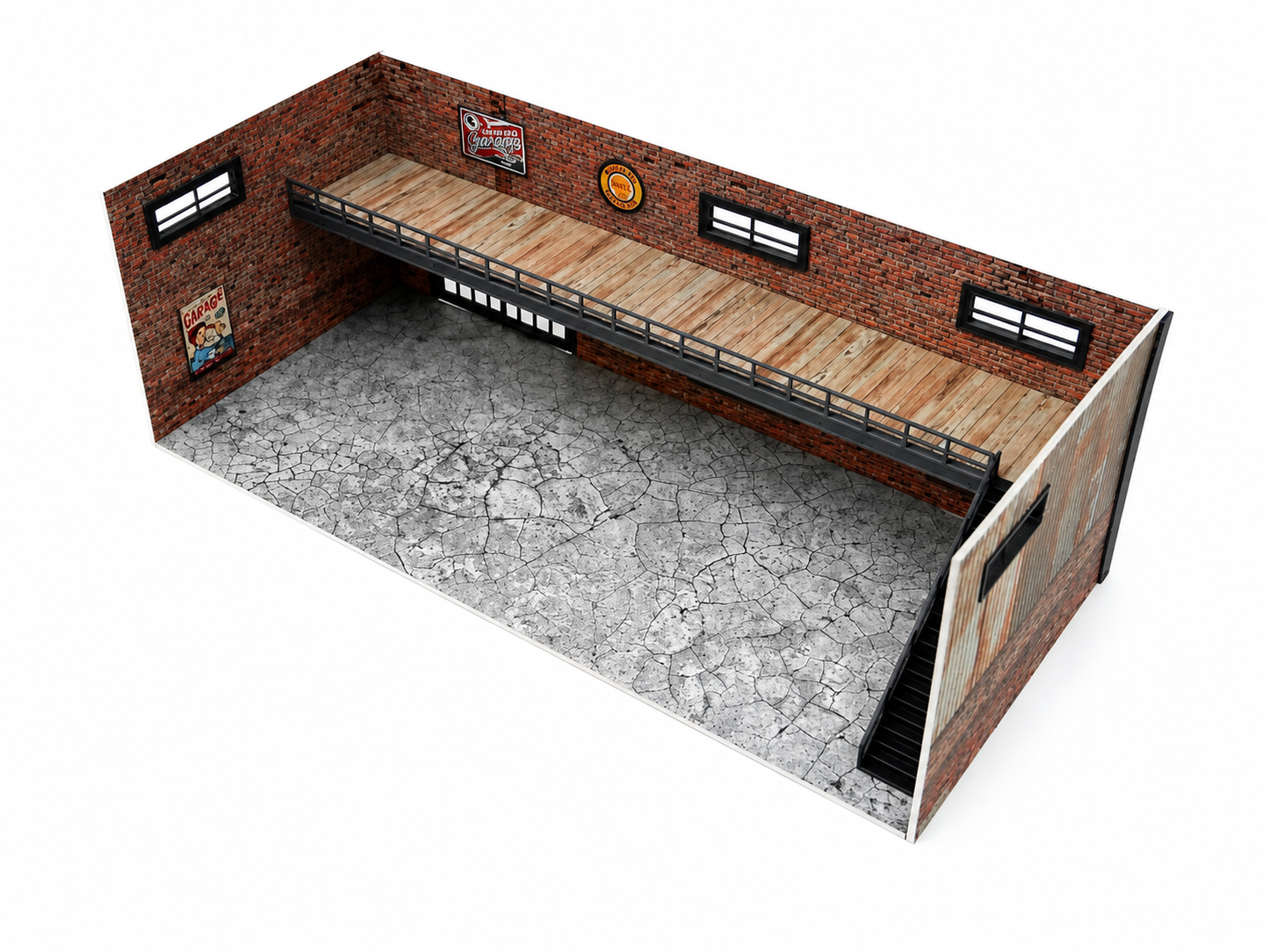 Two-floor brick garage Diorama model kit Scale 1:60 - 1:64