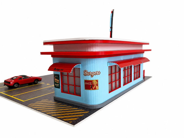 1:64 Scale American Diner Diorama Kit Restaurant Display Fast Food Building