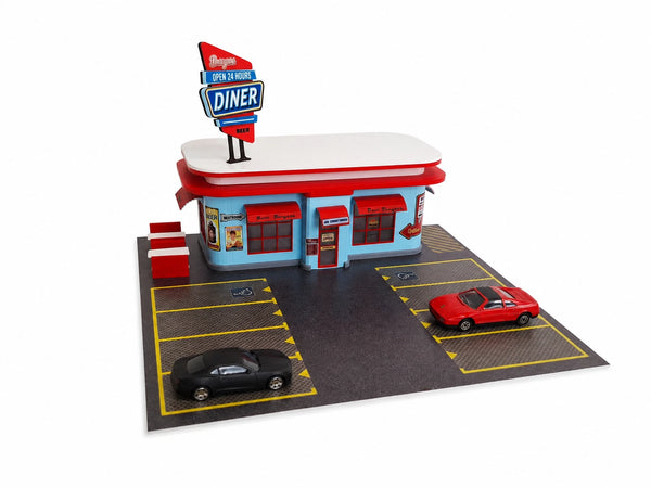 1:64 Scale American Diner Diorama Kit Restaurant Display Fast Food Building