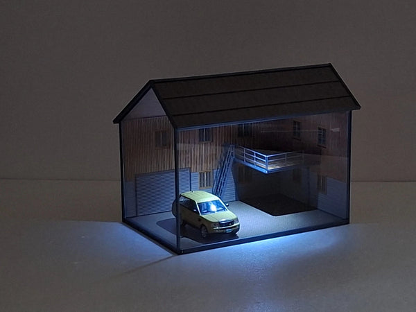 1:43 Scale Diorama Model Car Display Case – Warehouse / Auto Garage Scene