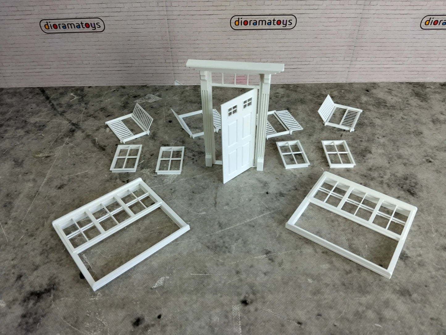 Diorama model building parts 1:18 scale Entry door and House windows