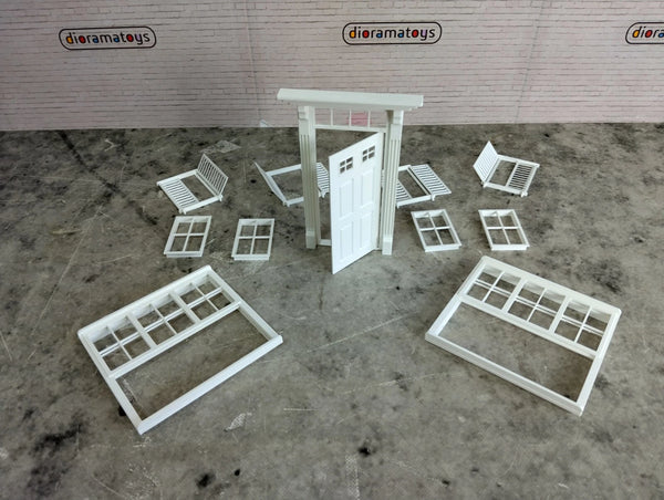 Diorama model building parts 1:18 scale Entry door and House windows