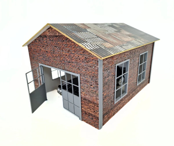 Brick Garage Diorama Kit – 1:24 Scale Diecast Model Car Display Building 1/24