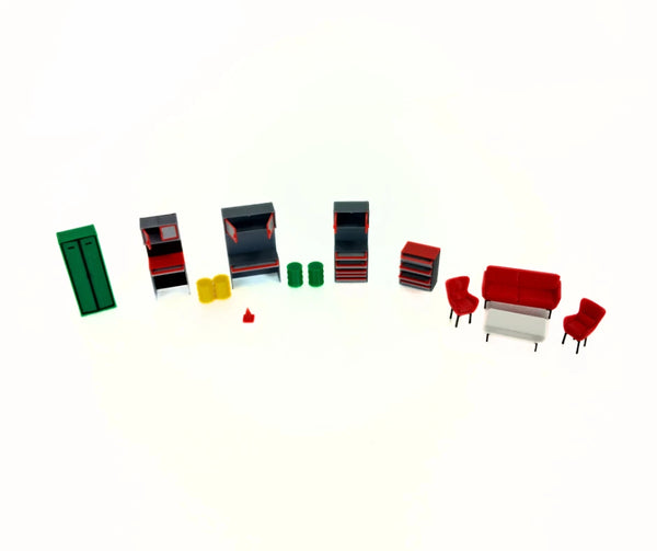 1:43 Scale Garage Furniture Set – Detailed Workshop & Auto Service Accessories