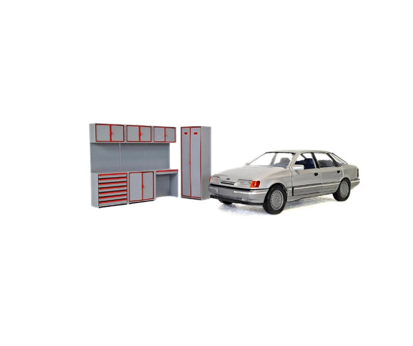 1:24 Scale Model Car Garage Furniture Set - Workshop Cabinets - Storage Units
