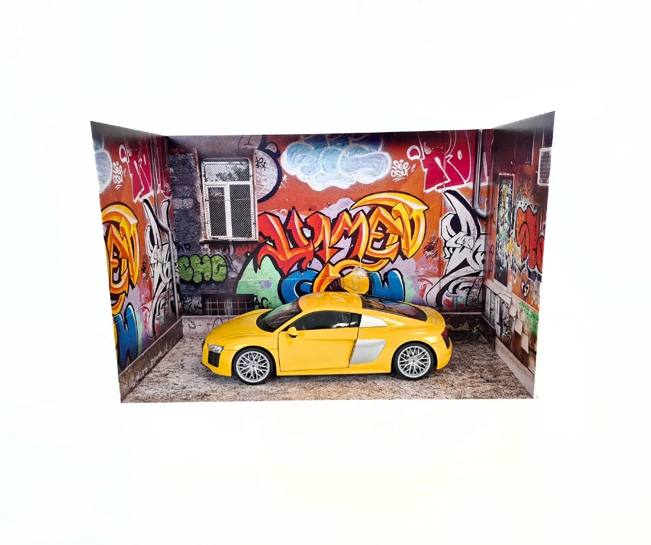 1/18 Scale Urban Graffiti Diorama Street Art Alley Scene Model Car Display 1/18