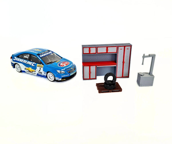 1:43 Scale Model Car Workshop Diorama Accessories - Garage Interior Furniture