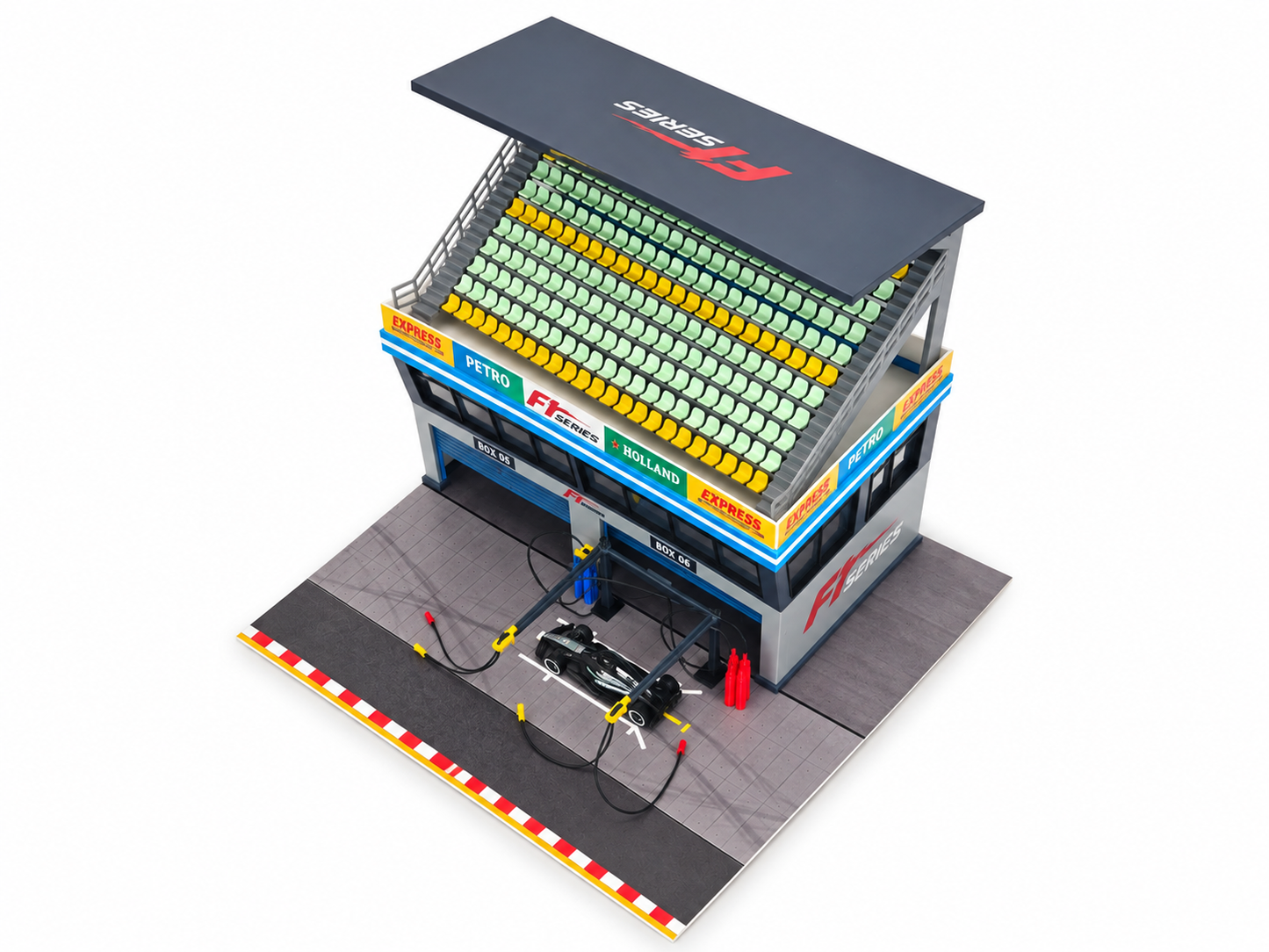 1:64 Scale Diorama City Pit Stop Garage Building Set – Model Car Racing Display