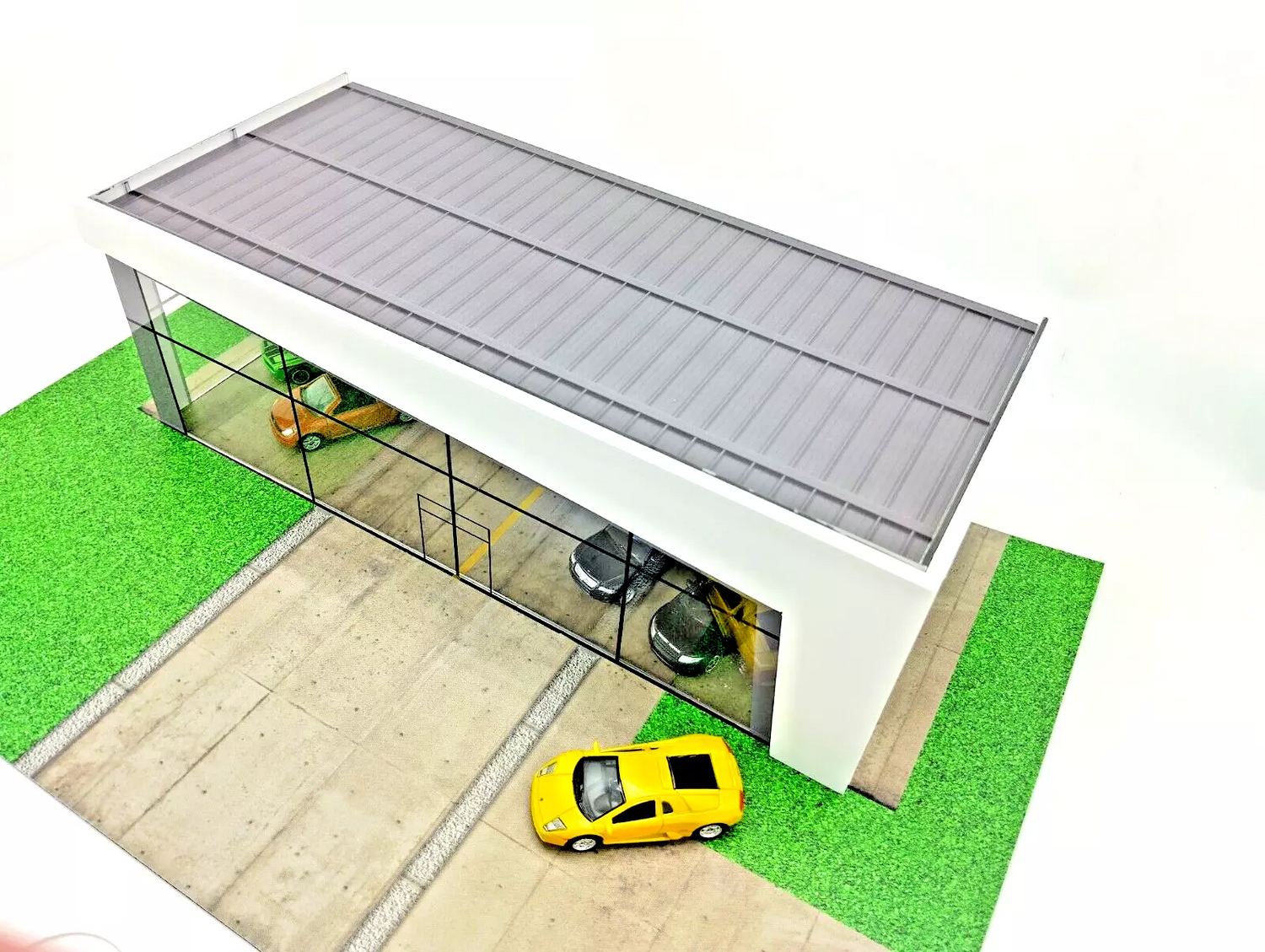 Top-side view showing parking area and diorama layout
