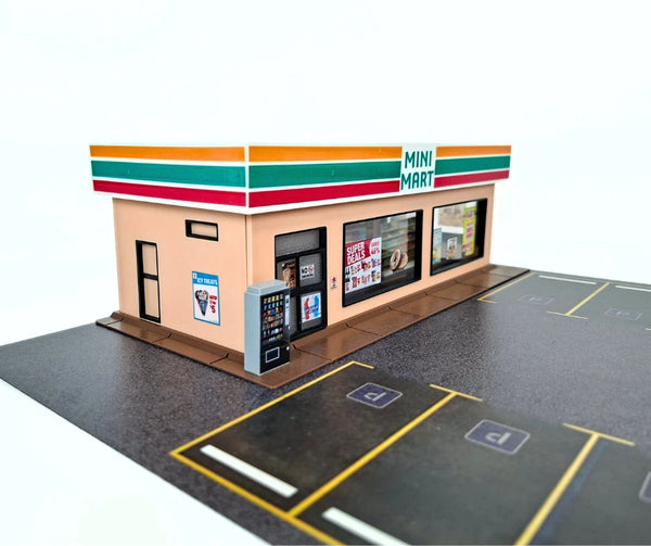 1:64 Scale Convenience Store Diorama Model Kit Diecast Model Car Parking Display