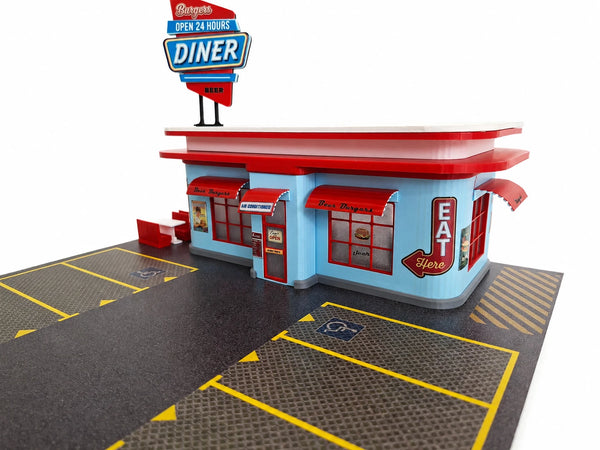 Retro American diner 1:64 diorama building for diecast model car display