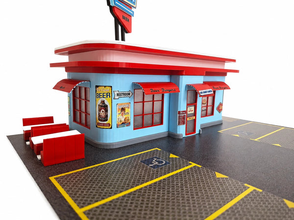 1:64 Scale American Diner Diorama Kit Restaurant Display Fast Food Building