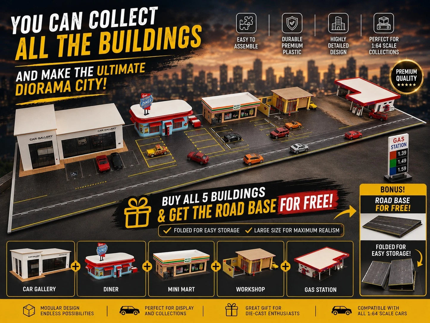 Wholesale Set of 10 – 1:64 Scale Diorama City Complete Sets