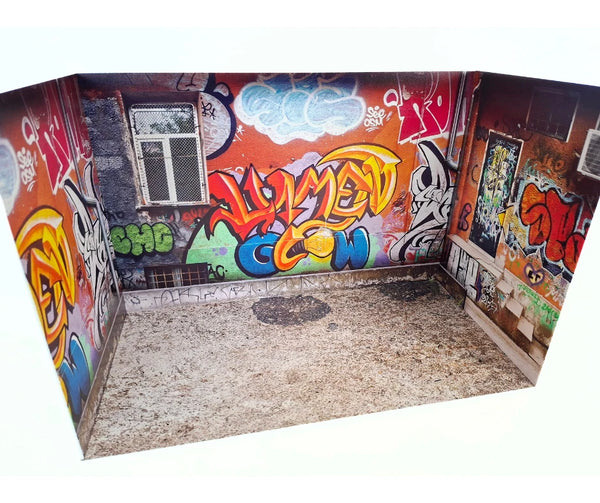 1/18 Scale Urban Graffiti Diorama Street Art Alley Scene Model Car Display 1/18