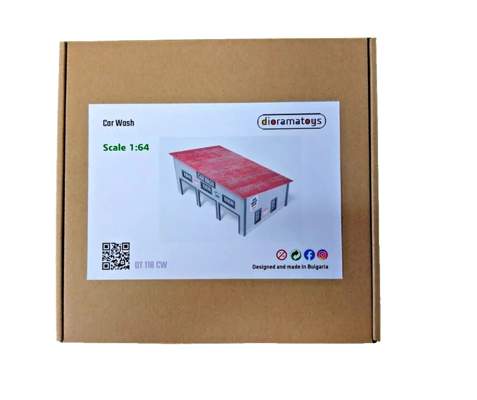 Car Wash Diorama Model Kit – Scale 1:60 to 1:64 Display Decoration