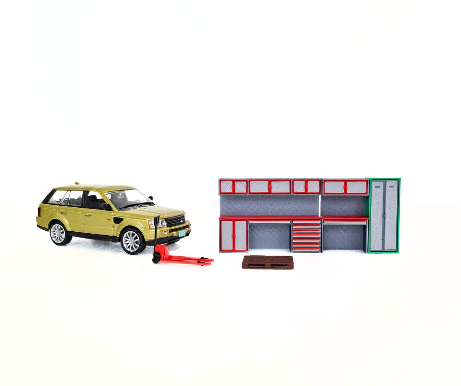 1:43 Scale Workshop Diorama Furniture Set – Modular Garage Cabinets Accessories