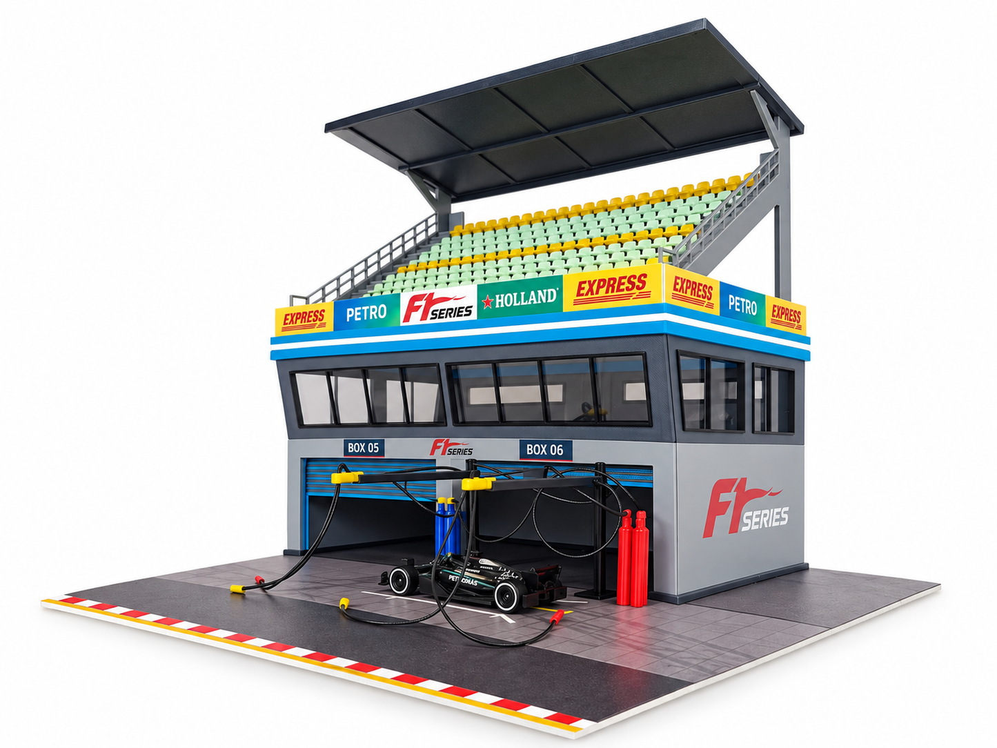 1:64 Scale Diorama City Pit Stop Garage Building Set – Model Car Racing Display