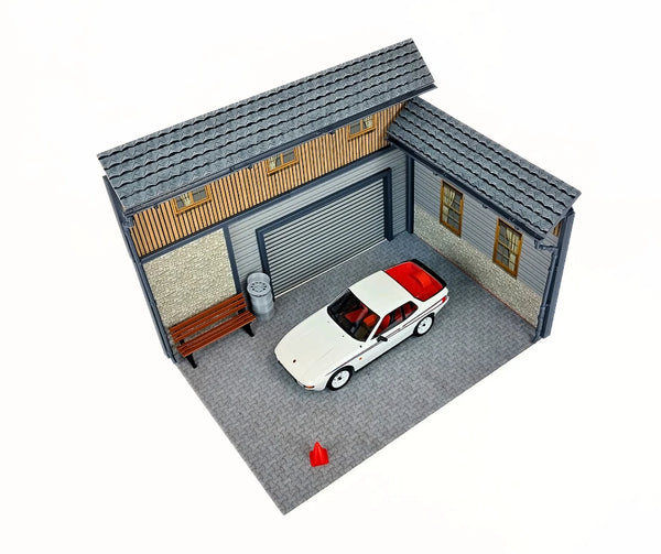Realistic Model Car Auto Garage 1:18 Scale House Front Diorama Kit Display Scene